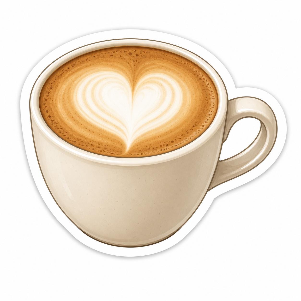 Heart latte mug sticker