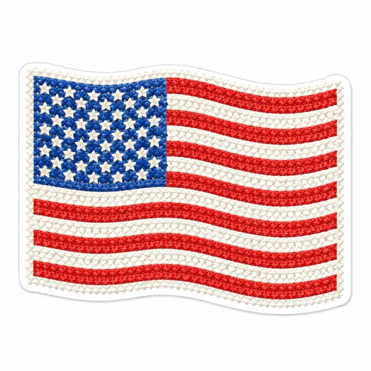Cross stitch American flag America’s 250th anniversary sticker