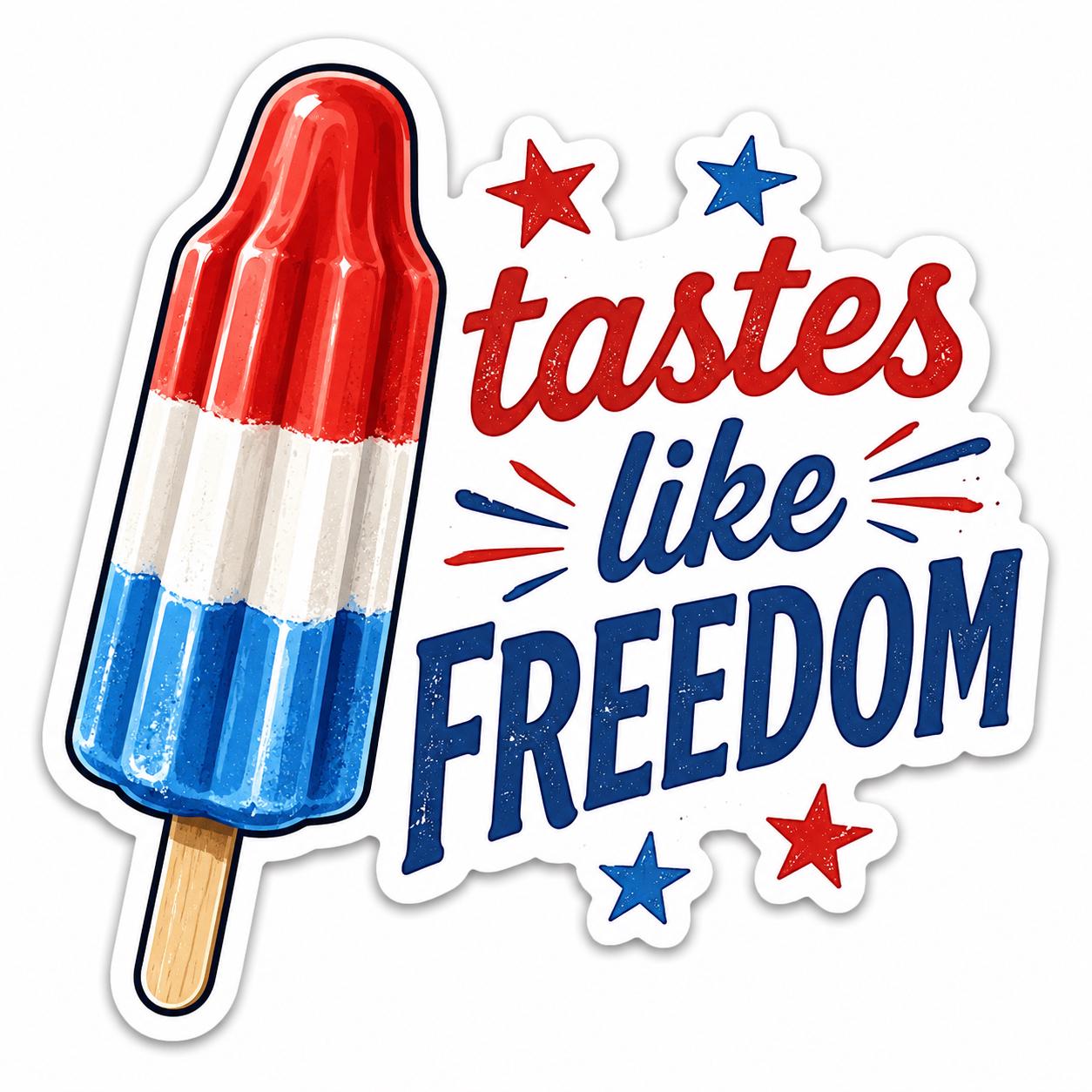 Tastes like freedom Fourth of July rocket pop sticker